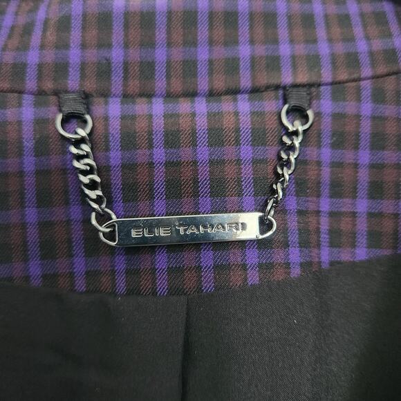 Elie Tahari Jezebel Modern Plaid Blazer 12 Career Preppy Designer Office School - Picture 3 of 9